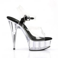 Pleaser DELIGHT-608 Clear-Black/Clear Platform Sandal Shoes