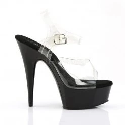 Pleaser Shoes DELIGHT-608 Clear/Black Platform Sandal