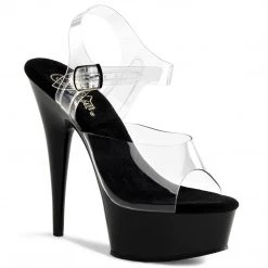 Pleaser Shoes DELIGHT-608 Clear/Black Platform Sandal