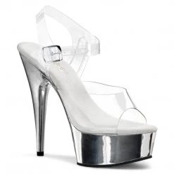 Pleaser DELIGHT-608 Clear/Silver Chrome Platform Sandal