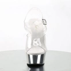 Pleaser DELIGHT-608 Clear/Silver Chrome Platform Sandal