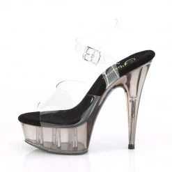 Pleaser DELIGHT-608T Clear/Smoke Tinted Platform Sandal 10 Pleaser DELIGHT-608T Clear/Smoke Tinted Platform Sandal