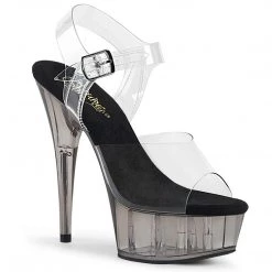 Pleaser DELIGHT-608T Clear/Smoke Tinted Platform Sandal 13 Pleaser DELIGHT-608T Clear/Smoke Tinted Platform Sandal