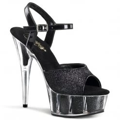 Pleaser DELIGHT-609-5G Black Glitter/Black Glitter Platform Sandal Shoes