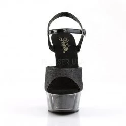 Pleaser DELIGHT-609-5G Black Glitter/Black Glitter Platform Sandal Shoes