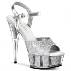 Pleaser DELIGHT-609-5G Silver Glitter/Silver Glitter Platform Sandal
