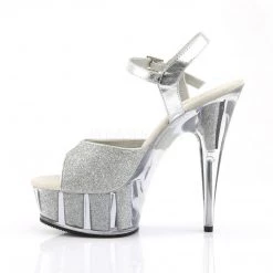 Pleaser DELIGHT-609-5G Silver Glitter/Silver Glitter Platform Sandal