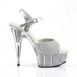 Pleaser DELIGHT-609-5G Silver Glitter/Silver Glitter Platform Sandal