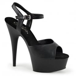Pleaser DELIGHT-609 Black Faux Leather Platform Sandal