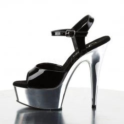 Pleaser DELIGHT-609 Black/Silver Chrome Platform Sandal Shoes 10 Pleaser DELIGHT-609 Black/Silver Chrome Platform Sandal Shoes