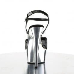 Pleaser DELIGHT-609 Black/Silver Chrome Platform Sandal Shoes 11 Pleaser DELIGHT-609 Black/Silver Chrome Platform Sandal Shoes