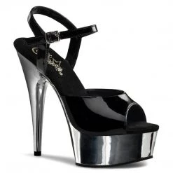Pleaser DELIGHT-609 Black/Silver Chrome Platform Sandal Shoes 13 Pleaser DELIGHT-609 Black/Silver Chrome Platform Sandal Shoes