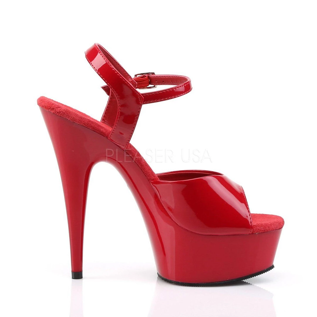 Pleaser DELIGHT-609 Red Patent Platform Sandal 7 Pleaser DELIGHT-609 Red Patent Platform Sandal