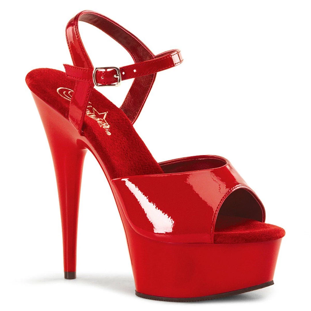 Pleaser DELIGHT-609 Red Patent Platform Sandal 8 Pleaser DELIGHT-609 Red Patent Platform Sandal