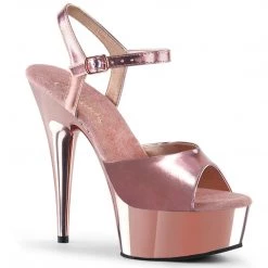 Pleaser DELIGHT-609 Rose Gold MetallicPu/Rose Gold Chrome Platform Sandal