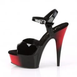 Pleaser Shoes DELIGHT-609BR Black Patent/Red-Black Platform Sandal