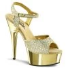 Pleaser Shoes DELIGHT-609G Gold Multi Glitter/Gold Chrome Platform Sandal