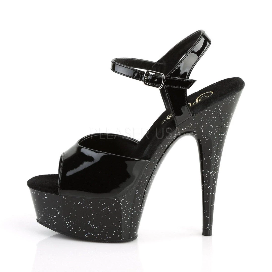 Pleaser Shoes DELIGHT-609MG Black Patent Platform Sandal 5 Pleaser Shoes DELIGHT-609MG Black Patent Platform Sandal
