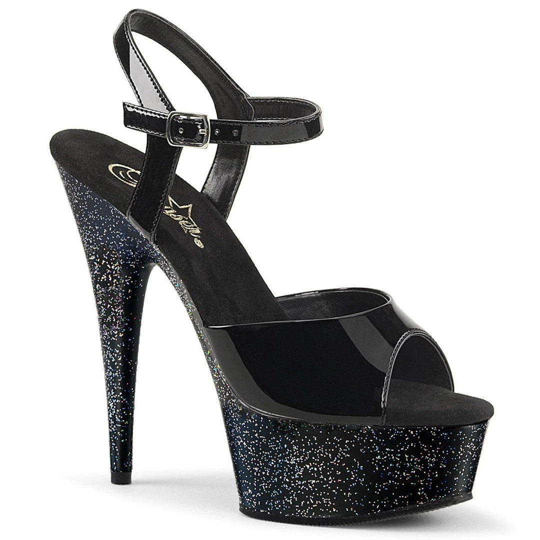 Pleaser Shoes DELIGHT-609MG Black Patent Platform Sandal 8 Pleaser Shoes DELIGHT-609MG Black Patent Platform Sandal