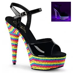 Pleaser DELIGHT-609RBS Black Patent/Neon Multi Platform Sandal