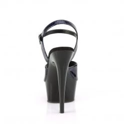 Pleaser Shoes DELIGHT-609SP Royal Blue Snake Patent/Black Platform Sandal