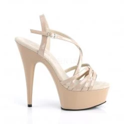 Pleaser Shoes DELIGHT-613 Nude Patent Platform Sandal