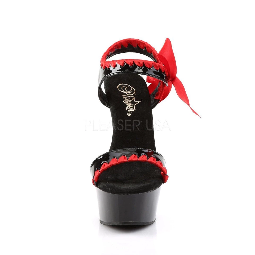 Pleaser DELIGHT-615 Black-Red/Black Platform Sandal Shoes 4 Pleaser DELIGHT-615 Black-Red/Black Platform Sandal Shoes