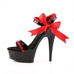 Pleaser DELIGHT-615 Black-Red/Black Platform Sandal Shoes 10 Pleaser DELIGHT-615 Black-Red/Black Platform Sandal Shoes
