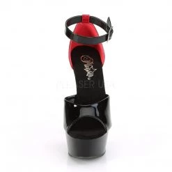 Pleaser Shoes DELIGHT-617 Black-Red Patent/Black-Red Platform Sandal