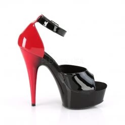 Pleaser Shoes DELIGHT-617 Black-Red Patent/Black-Red Platform Sandal
