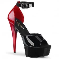 Pleaser Shoes DELIGHT-617 Black-Red Patent/Black-Red Platform Sandal