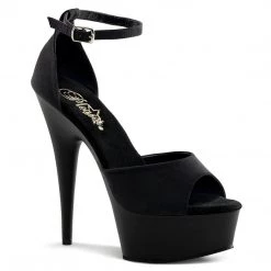Pleaser DELIGHT-618PS Black Peau De Soie Platform Sandal Shoes