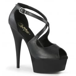 Pleaser DELIGHT-621 Black Faux Leather Platform Sandal Shoes