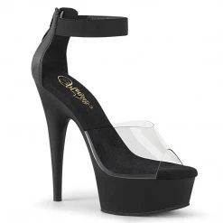 Pleaser DELIGHT-624 Clear- Black Elastic Band Platform Sandal New Arrivals