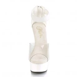 Pleaser DELIGHT-624 Clear-White Elastic Band/White Matte Platform Sandal