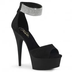 Pleaser DELIGHT-625 Black Faux Suede Platform Sandal