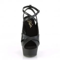 Pleaser DELIGHT-632 Black Faux Leather Platform Sandal