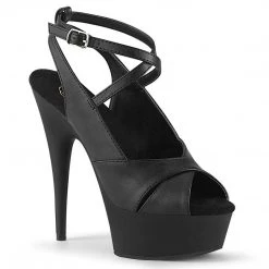 Pleaser DELIGHT-632 Black Faux Leather Platform Sandal