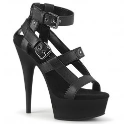 Pleaser Shoes DELIGHT-637 Black Faux Leather Platform Sandal