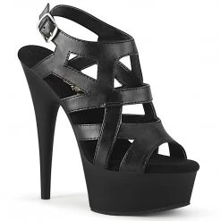 Pleaser DELIGHT-644 Black Faux Leather Platform Sandal