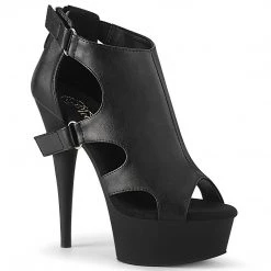 Pleaser DELIGHT-647 Black Faux Leather Platform Sandal