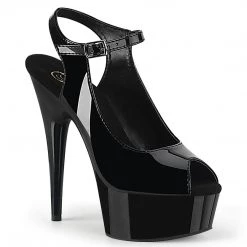 Pleaser DELIGHT-655 Black Patent/Black Platform Sandal Shoes