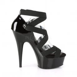 Pleaser DELIGHT-657 Black Elastic Band-Patent/Black Platform Sandal Shoes 12 Pleaser DELIGHT-657 Black Elastic Band-Patent/Black Platform Sandal Shoes