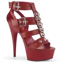 Pleaser DELIGHT-658 Red Faux Leather/Red Matte Platform Sandal Shoes
