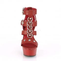 Pleaser DELIGHT-658 Red Faux Leather/Red Matte Platform Sandal Shoes