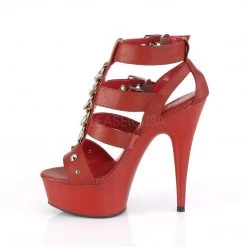 Pleaser DELIGHT-658 Red Faux Leather/Red Matte Platform Sandal Shoes