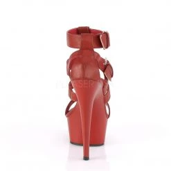 Pleaser DELIGHT-658 Red Faux Leather/Red Matte Platform Sandal Shoes