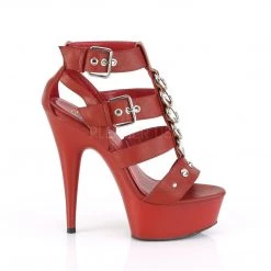 Pleaser DELIGHT-658 Red Faux Leather/Red Matte Platform Sandal Shoes