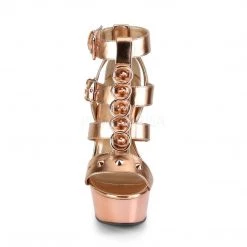 Pleaser DELIGHT-658 Rose Gold Metallic PU/Rose Gold Chrome Platform Sandal