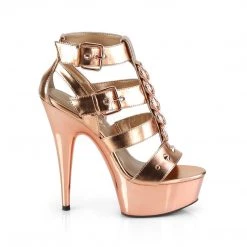 Pleaser DELIGHT-658 Rose Gold Metallic PU/Rose Gold Chrome Platform Sandal